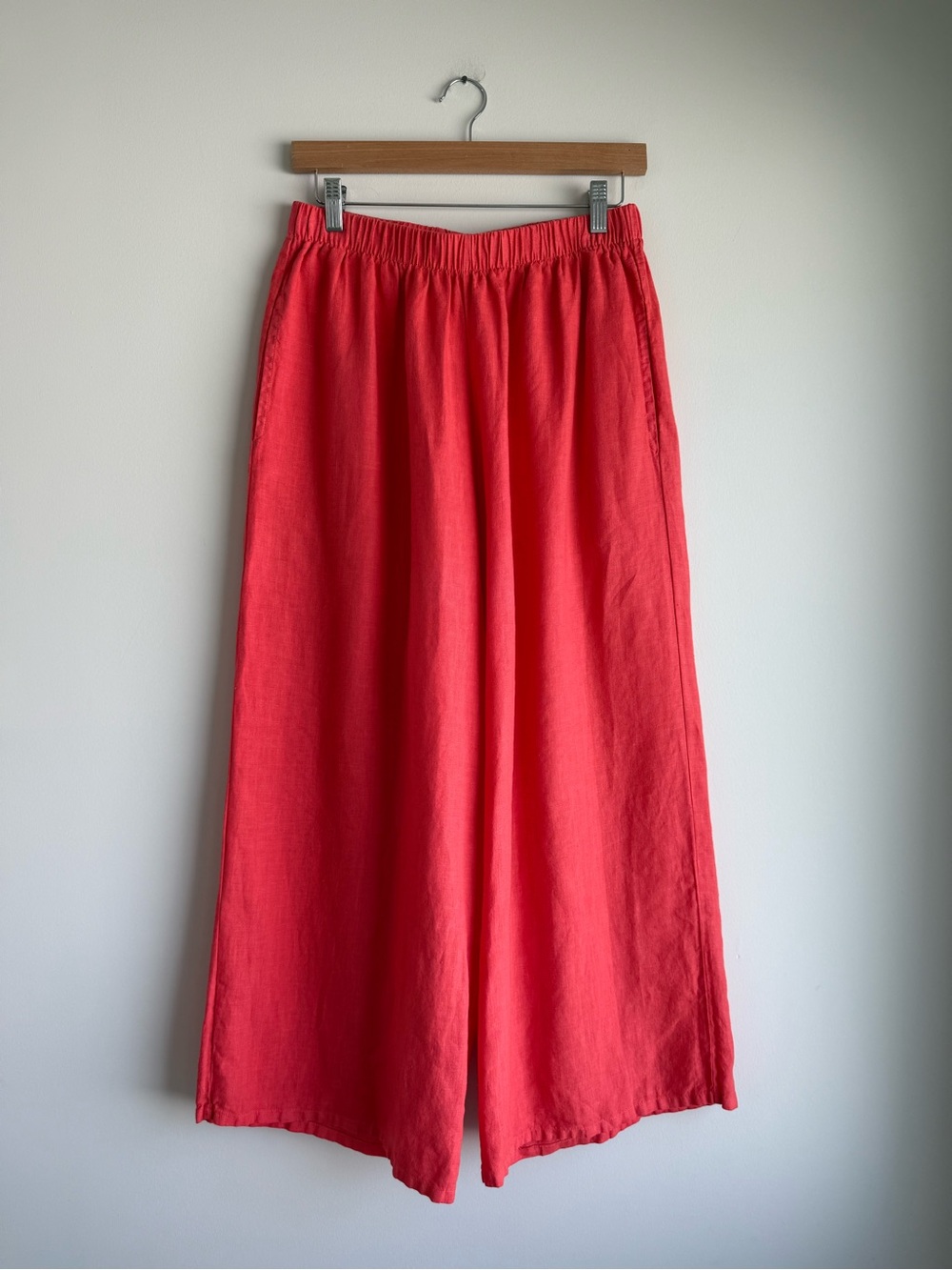 Bryn Walker 100% Linen Wide Leg Crop Pants Small Watermelon Pink